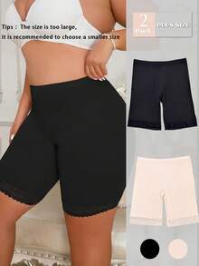 2pcs Plus Size Women Safety Shorts, Prevent Thigh Chafing - Multicolor - View 2
