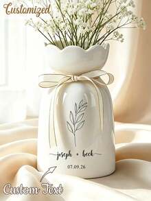 Customized Ceramic Wedding Vase, Couple Engagement Gift, Anniversary Keepsake, Boho Home Decor - Multicolor - View 1