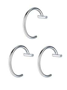 VJS 1件/3件/5件 0.8mm*8mm 男士與男孩假鼻環，金色不鏽鋼 D 型簡約美式風格個性字母嘻哈街頭風假鼻釘，不含配件 - 彩色 - 查看 19