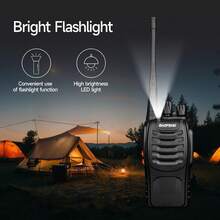 Radios Walkie Talkie 2 Piezas Recargables, Largo Alcance con Linterna, para Exterior. - Negro - Ver 6