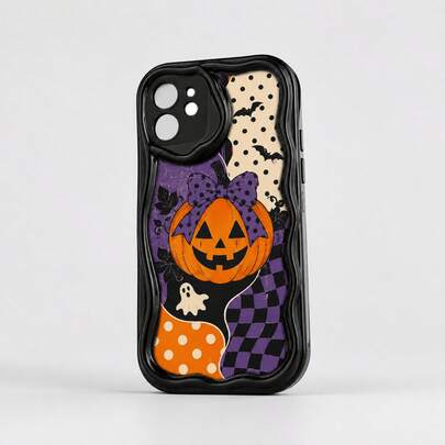 Purple & Orange Halloween Design Phone Case Compatible With IPhone 17 Pro Max/16/15 Pro/14 Plus/13 Mini/12 Pro Max/11 Pro And Galaxy S26 Ultra S25 S24 FE S23 Ultra A56 5G A55 A54 A36 A35 A26 A17 A16 A14, Korean Fashion Elegant Design, High-End Fashion Fun Phone Case, Suitable For Men And Women, Exquisite Gift, Combines Aesthetics And Practicality
