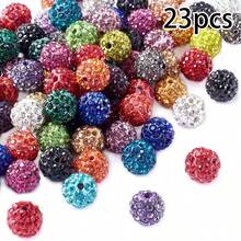23 10mm Polymer Clay Rhinestone Beads, Sparkling Fancy Diamond Beads, For DIY Products Such As Bracelets, Necklaces, And Keychains. - 23pcs - View 14