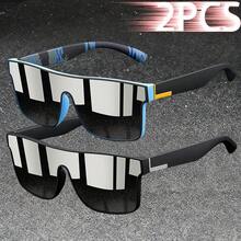 WSZ 2PCS Latest Fashion Vintage Square Sports Glasses Flat Frame Street For Unisex Eyewear For Choice For Outdoor Vacation And Daily Clothing Matching - 2PCSF766 - View 8
