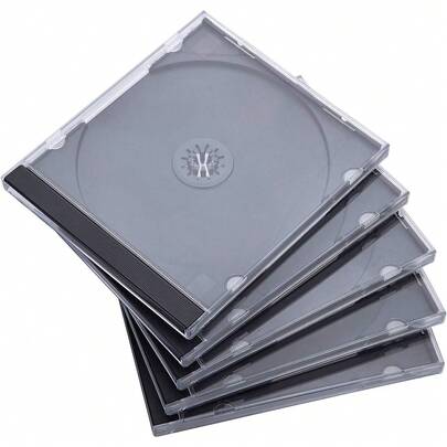 10.4 Mm Standard Single Clear CD Jewel Case With Assemb Black Tray, 10 Pack