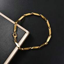 1pc Hip-Hop Punk Style Stainless Steel 18K Gold Plated Vintage Classic Pig Nose Coffee Bean Bracelet, Unisex, Suitable For Daily Wear, Party Wear, Heart-Shaped Accessory - Gold - View 6