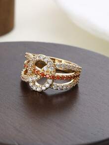 ZHIXUN 1pc French Fashion Exquisite Synthetic Zirconia Ring, Suitable For Women, Applicable For Party Wear, Daily Wear And Year-Round Use, Perfect For Holiday Gifts - Ring - View 5