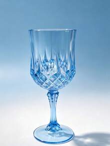 Crystal Clear Ice Blue Stemware, Rhombus Cut Facets Reflecting Transparent Luster. Carved Stem Showcases Exquisite Details. Suitable For Fruit Drinks And Fine Wines, Enhancing The Atmosphere For Home Gatherings And Elegant Dining, Adding A Touch Of Refined Romance And Ritual To Daily Life - View 5