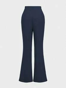 2pcs/Set French Elegant Daily Commute Business Old Money Style Date Waist-Cinching 3/4 Sleeve Square Neck Top + Straight Pencil Long Skirt - Navy Blue - View 4