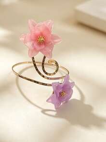1pc Transparent Floral Petal Upper Arm Cuff, Delicate Open Floral Arm Ring Jewelry, Gift For Women And Girls - Multicolor - View 4