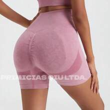 Short Esportivo Levanta Bumbum Cintura Alta Sem Costura Valorize o Corpo Com Conforto - Bingo - ALEATORIO - Visão 7