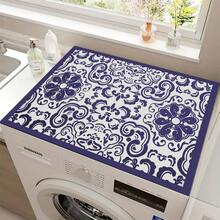 1pc Blue Bohemian Diatomaceous Earth Absorbent Mat, Kitchen Countertop Water-Absorbing Drying Mat, Coffee Machine Mat, Pour-Over Coffee Pot Mat, Dish Draining Mat, Non-Slip Heat-Resistant Kitchen Mat, Dining Table Mat, Breakfast Mat, Washing Machine Mat, Home Kitchen Dining Table Coffee Shop Bar Decor Mat, Holiday Party Housewarming Gift - Multicolor - View 6