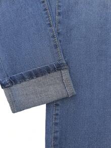 Plus Size Women High Waist Elastic Skinny Jeans, Casual Slim Fit Waist Cinching Spring Fall - Medium Wash - View 10