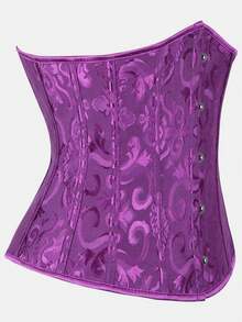 Court Style Jacquard Waist Cincher With Front Buckle And Back Lace-Up, Fishbone Corset For Daily Wear, Party And Halloween Outfit - Multicolor - View 69