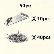 Stainless Steel Heavy Duty Metal Angle Brackets With Screws Set, L-Shaped Woodworking Brackets, Multipurpose Durable Rust-Proof Furniture Connectors - Easy To Assemble And Install, Furniture Assembly, Angle Support Brackets, Woodworking Tools - Set - View 3