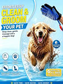 Dog Bathing Glove Sprayer 3-In-1 Pet Bathing Tool, Washable, Scrubbing And De-Shedding, Connects To Garden Hose, Adjustable Water Pressure, Easy To Rinse Dog Shower, Gift For Dog Owners - Multicolor - View 8