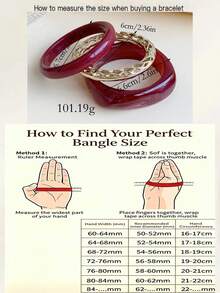 3pcs Set Fashion Vintage Bohemian, Asymmetrical Thick Burgundy Acrylic Bracelet Set Paired With Gold Alloy Hollow Open Cuff Bracelet, Women, Couples, Party, Daily Wear, Luxury High-End - Red Tones - View 3
