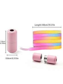 COSYLEE 4 Pairs Elastic Pink No-Tie Fashionable Cute Wide Flat Colorful Gradient Shoelaces - 4 Pairs - Pink Rainbow - View 5