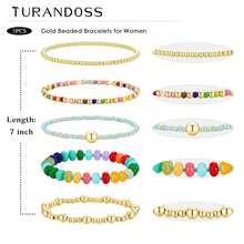 5PCS Colorful Beaded Stretch Bracelets Set For Women Girls Gifts | Stackable Beaded Bracelets, Pearl Beads Bracelet Stacked, Summer Jewelry Gifts For - Glass + CCB Bracelet Set - View 5