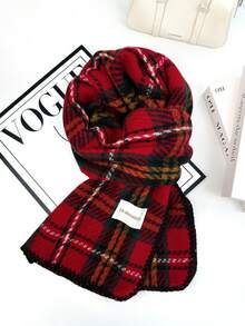 1pc Universal Multi-Color Plaid New Style Versatile Casual Scarf Suitable For Autumn/Winter - Red Triangle Needle - View 6
