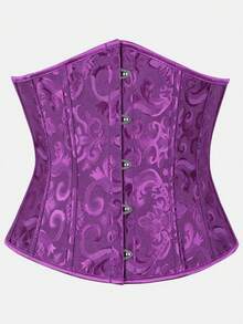 Court Style Jacquard Waist Cincher With Front Buckle And Back Lace-Up, Fishbone Corset For Daily Wear, Party And Halloween Outfit - Multicolor - View 70