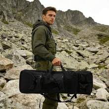 Großer Outdoor-Rucksack, taktischer Rucksack, mit verstellbarem Schultergurt, strapazierfähigem Reißverschluss, Oberfläche aus schwarzem Oxford-Stoff, 81 * 24 cm, für die Jagd und zum Wandern im Freien - Schwarz - Übersicht 3