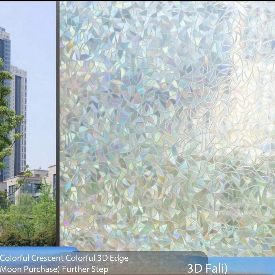 3D Rainbow Window Film, Static Cling, Tinted Glass Effect, Removable Glue-Free Glass Film, Provides UV Protection, Heat Insulation, Reflection, Decorative Functions, Suitable For Home Office, Stickers, Wall Decals, Vinyl Decals, Home Decor, Spring Decorations, Home Refresh, Holiday Decorative Stickers, Birthday/Graduation Gifts And More - White - View 1