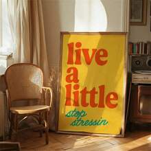 1pc Vintage Poster With A Striking 70S Quote, Showcasing A Vibrant Yellow Abstract Font On Canvas. This Unique And Artistic Decoration Is Ideal For Enhancing The Aesthetic Of Your Bedroom And Living Room, Bathrooms Living Room Decor Optional Frame - Multicolor - View 3