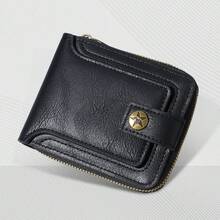 1pc Men's Fashion Tree Pattern Zipper PU Credit Card Holder, Small Zipper Coin Purse With Zipper Button Closure, Business Wallet, Ideal Gift For Men - Multicolor - View 2