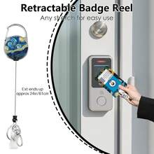 Personalized ID Set With Lanyard, Featuring A Retractable ID Holder, Retractable Clip, And Detachable Neck Lanyard, Vertical Design – Suitable For Women, Nurses, Doctors, Students, And Teachers (Sunflowers Under The Starry Sky) - Sunflowers Under the Starry Sky - View 6
