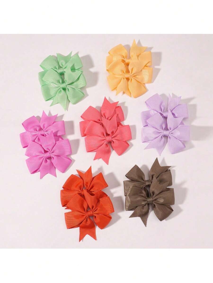20pcs Sweet Girl Bow Hair Clips Travel Style Minimalist Girl Holiday Set Hair Accessories Fresh Morandi Color Ladies Hair Clips Mixed Color Pack Back To School - Multicolor - View 1
