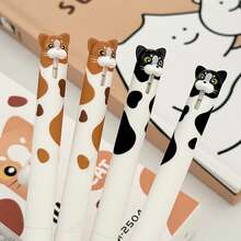 8pcs/4pcs/1PC Cute Cartoon Dog/Cat Retractable Gel Pen Set, Back To School Kawaii Puppy Design 0.5mm Black Ink Writing Pens For Student Office Stationery Supplies - Dongmi Set Pen - View 8