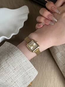 1件橢圓形復古風金色竹節錶帶石英女錶，優雅精緻，適合日常配戴、生日禮物、派對 - 金色 - 查看 4