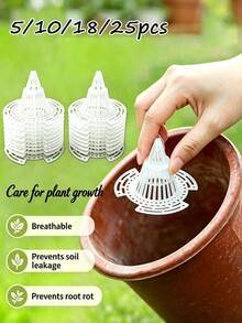 5/10/18/25pcs Flower Pot Bottom Filter Mesh, Durable Plastic Cone-Shaped Root Protector, Cage Structure, Prevents Rotting And Enhances Drainage, Suitable For Indoor And Outdoor Flower Pots, Indoor Gardening Accessories - Multicolor - View 1