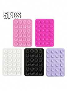 5pcs Silicone Suction Cup Phone Stickers, Strong Adhesion, Firmly Attach To Various Smooth Surfaces; Self-Adhesive, Washable And Reusable, Multifunctional Phone Stand Function, Compatible With All Phone Models - Multicolor - View 1