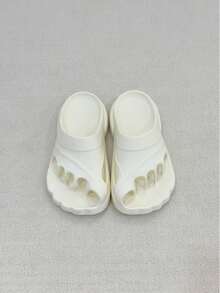 White Five-Toe Split Toe Flip Flops, One-Piece Molded EVA, Claw-Shaped Hollow Design, Built-In Arch Support Insole, Thick Sole Shock Absorption, Unisex - White - View 2