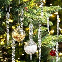Christmas Decoration Set, Fillable Transparent Plastic Ornaments, Acrylic Icicle Hanging Decor, Red & Gold Christmas Baubles, For Christmas Tree Decoration, DIY Handmade Holiday Party Decor - Clear - View 5