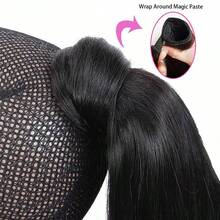 BINF 原色原髮真人直髮環繞式夾式馬尾 8-26 英吋 自然色 萬聖節 Cosplay 造型髮片 女款 日常派對節慶髮型 - Natural Black - 查看 8