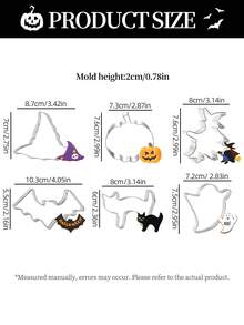 4/5/6pcs Halloween Cookie Cutter Set, Witch, Ghost, Bat, Pumpkin, Witch Hat, Black Cat Stainless Steel Cookie Cutters, Suitable For Halloween Baking Party - - - View 2