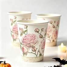 10/25/50pcs Paper Cups, Coffee Cups, Glass Cups, Drinking Cups, Rose Print Paper Cups, Bachelorette Party Paper Cups, Party Paper Cups, Wedding Paper Cups - Multicolor - View 7