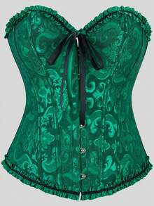 Elegantes Vintage-Korsett-Top im Hofstil mit Vorderknöpfen, Schnürung hinten, Taillenformung durch Stäbe, geeignet für Hochzeit, Party, Halloween-Outfit - Verschiedenfarbig - Übersicht 96