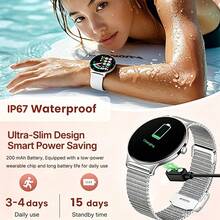 KENPANG Jam Tangan Pintar Wanita, Bodi Ultra Tipis 7,9 mm, Layar Sentuh Penuh AMOLED 1,43 Inci, Pemantauan Detak Jantung & Tidur, Berbagai Mode Olahraga, Panggilan/Jawab Panggilan, Pelacak Kebugaran Wanita, Kontrol Musik, Cuaca, Angkat untuk Mengaktifkan Layar, Kamera Jarak Jauh, Kompatibel dengan iOS dan Android - MultiWarna - View 8