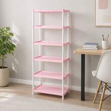 Estante Plástica Multiuso FLEXA 407 Rosa Bebê 6 Prateleiras Modular Organizadora - Visão 3