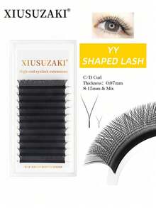 XIUSUZAKI 12排 YY 型 D捲度自然預製睫毛簇 手工高品質柔軟輕盈接睫毛 適用於專業睫毛簇、單根睫毛、假睫毛 - D - 查看 3