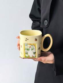 1 buah Mug Keramik Persegi Motif Kartun Lucu dan Menyembuhkan, Gaya Ins Kreatif dengan Desain Jendela Berongga untuk Kopi, Cangkir Sarapan, Cangkir Teh Sore, Hadiah Unik yang Sangat Menarik, Aman untuk Microwave dan Mesin Pencuci Piring - MultiWarna - View 15