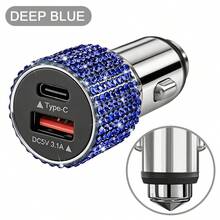 Car Charger, 1pc Shiny Rhinestone Fast Charging USB A/C Type Car Phone Charger, Diamond Adapter, Compatible With 3-In-1 Fast Charging, Retractable Data Cable, Supports Phone, Dash Cam, GPS And More, Handmade, Perfect Holiday/Birthday Gift For Men And Women - A - View 54