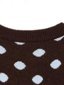 DEEKA Autumn/Winter New Women's European And American Style Fashion Minimalist Polka Dot Knit Cardigan - Brown - View 10