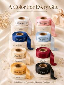 客製化緞面絲帶 25mm 個性化 DIY 織帶，禮品包裝、生日、婚禮、週年紀念，織帶蝴蝶結裝飾禮品，學校用品，返校季 - 彩色 - 查看 3
