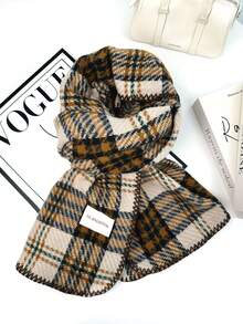 1pc Universal Multi-Color Plaid New Style Versatile Casual Scarf Suitable For Autumn/Winter - Triangle Needle Brown - View 4