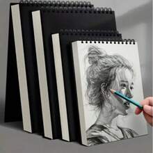 1pc Sketchbook Watercolor Paper Top Spiral Bound Drawing Pad 30 Sheets/Pack Acid-Free Art Sketchbook Drawing & Writing Paper High Quality Sketch Notebook - Black Card Sketchbook - View 4