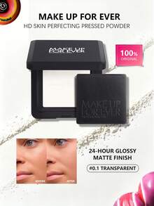 Make Up For Ever HD Perfect Skin Pressed Powder 0.1 Transparent, Matte Finish, Soft Focus Pores, Oil Control Lightweight, Long-Lasting Non-Fading, Smudge-Proof, Suitable For Daily Use, Gift Set, 10g/0.35 Oz - 0.1 Transparent - View 2